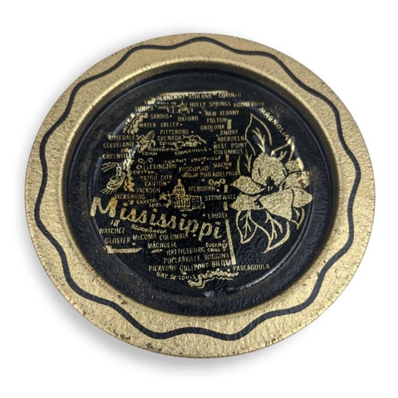 Decorative Mississippi 3.5 inch Round Metal Coaster Ashtray Dish 2 Pieces - Picture 3 of 6